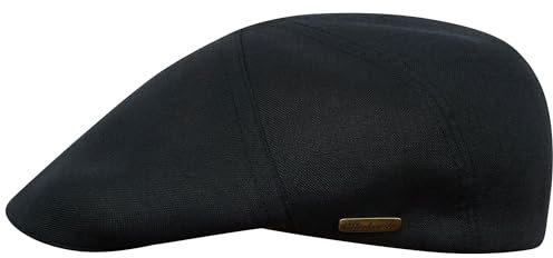 Sterkowski Modell Ivy Five| 100% Naturleinen Schiebermütze für Herren und Frauen | Schirm Irisch Gatsby Flat Sonnenschutz Flachkappe Atmungsaktive Style Elegante Trendige Freizeitkappe Schwarz 56