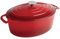Vogue GH313 Oval Red Casserole Dish 110X243X295mm 5Ltr Cast Iron Cocotte Creuset