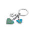 TROIKA KR16-02/TQ Porte-clés en Forme de cœur Turquoise 3 Breloques : Papillon, Fleur, cœur – Turquoise – Métal/émail – L'original de
