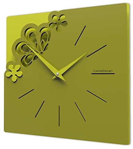 CalleaDesign - Wanduhr Merletto klein, Olivgrun
