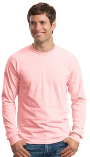 Gildan Men's Double Needle Bottom Hem Rib Knit T-Shirt, Light Pink, Small