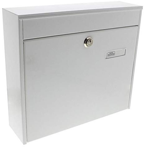 Burg-Wächter Zaun-Briefkasten ohne Zeitungsfach mit Namensschild, Verzinkter Stahl, Einwurf-Format DIN C4, Inkl. 2 Schlüssel, POTSDAM 878 W, Weiß (ähnlich RAL 9016)