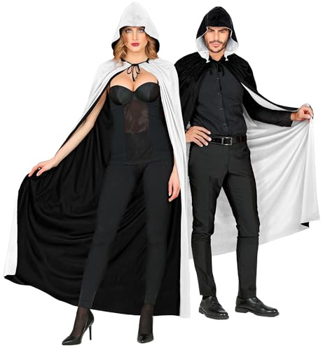 W WIDMANN MILANO Party Fashion - Wendecape, Umhang mit Kapuze, 140 cm, Kostüm Accessoire für Halloween und Karneval