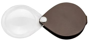 Eschenbach Optik Einschlaglupe Classic mit 3,5X-Vergrößerung und Linsendurchmesser 50 mm - mit rundem Lederetui in braun - Made in Germany