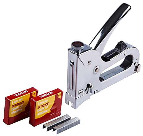 Amtech Heavy Duty 3-in-1 Staple Gun, Adjustable Depth, Chrome Plated, Uses Staples & Nails (8 14mm)