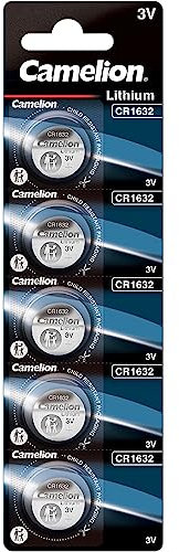 Camelion 13005632 - Lithium Knopfzellen-Batterie CR1632 mit 3 Volt, 5er Set, Kapazität 120 mAh, für verschiedenste Geräte- und Verbraucheranforderungen
