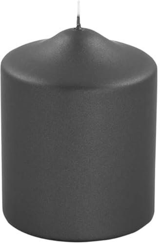 Fink CANDLE Stumpenkerze Metall schwarz Paraffin Größe: H: ca. 10cm, D: ca. 8cm, 123812, 10 x 8 cm