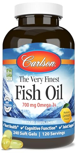 Carlson Labs Very Finest Fish Oil, Lemon, 700mg, 240 Softgels