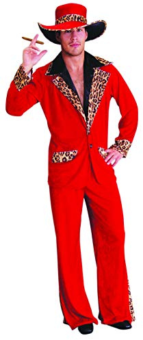 Foxxeo rotes Zuhälter Kostüm mit Leoparden Print für Herren - Größe M-XXXL - für Fasching Karneval Junggesellenabschied - Größe: XL