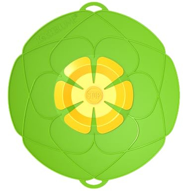 Kochblume das Original, Silikon Überkochschutz für Töpfe und Pfannen, Mikrowellen-Deckel, Spritzschutz und Dampfgar-Aufsatz | (limette, M | Topfgröße 14-20cm)