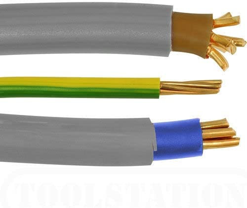 PX 25mm/16mm Multi Strand Copper Electronic Wire, Meter Tails & Earth 2 Meter Length, Yellow, Green, Grey, Brown