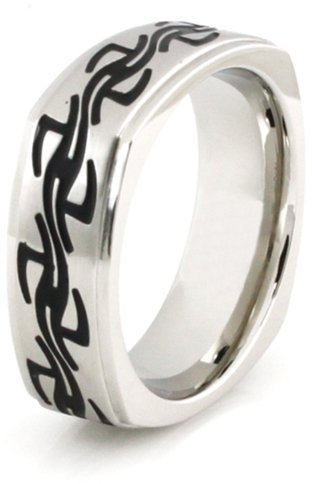 Personale incidendo Squared Anello in acciaio inox con Filo spinato design, Misura 28