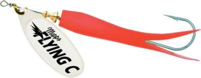 Mepps Flying C Single/Treble Hook Fishing Lure, 7/8-Oz, Red Sleeve/Silver Blade