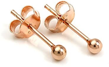 Rose Gold Dipped Sterling Silver 2mm Ball Stud Earrings