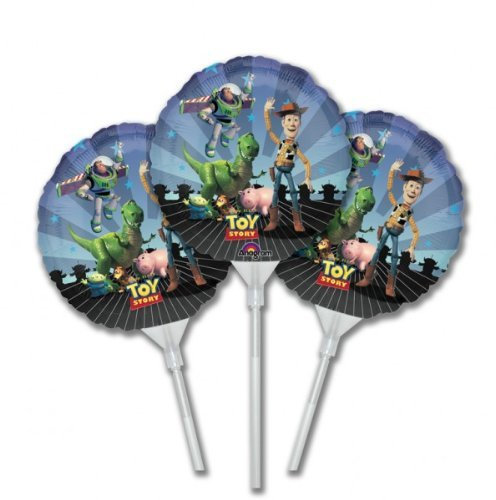 Toy Story Gang EZ-Fill Foil Air Fill Ballons mit wiederverwendbarem Plastikbecher und Stick. Packung mit 3