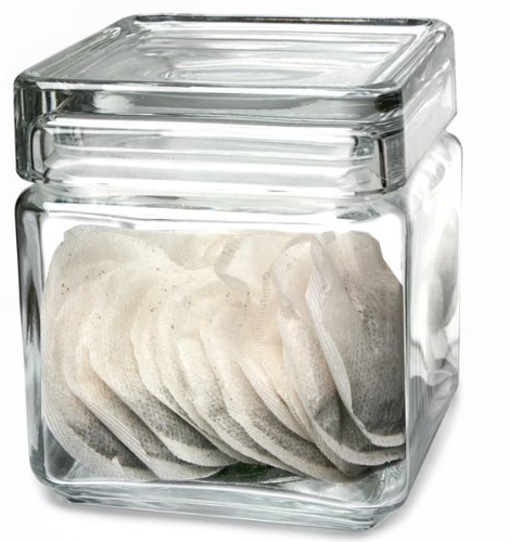 Pasabahce Utopia Square Biscotti Jars 1ltr - Set of 6 - Food Storage Jar, Glass Jar, Push Top Jar
