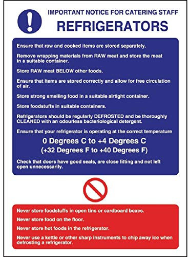 Voque W196 Refrigerator Guidelines Sign 300X200mm Fridge Vinyl Notice