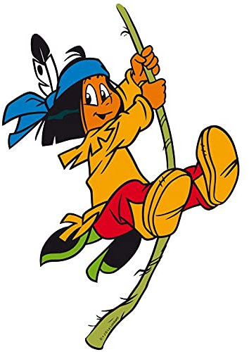 Indianer Wandtattoo Yakari der mutige Indianerjunge mit Feder im Kinderzimmer Wald 21x30 cm