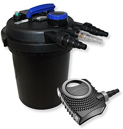 SunSun Komplettset: CPF-180 Teichdruckfilter bis 6000 L Teichfilteranlage mit 11 Watt UV-C Teichklärer, CTF-8000 SuperECO Teichpumpe 8000l/h 70W