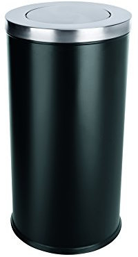 Abfalleimer aus pulverbeschichtetem Stahl - Deckel aus Chromnickelstahl, mit Schwingdeckel und herausnehmbarem, verzinktem Einsatz, Inhalt: 80 Liter