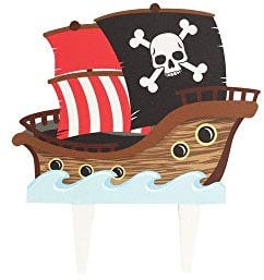 Culpitt Pirate Ship Pic Cake Topper, 1 Pc, Gum Paste Cake Decorations For a Fun Birthday Cake, Colourful Time-Saving Topper, Multicolour, 20125