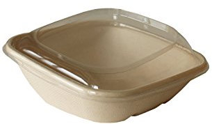 Bio Einweggeschirr Salatschale 750 ml mit Deckel, 2-teilig, rechteckig 19 x 19 x 7 cm, Salat Schale Becher Imbiss to go (50 Stück)