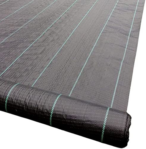 Yuzet 2m x 25m Black 100gsm Heavy Duty Weed Control Fabric, Ground cover Membrane, UV stabilised Weed Barrier Fabric. Under Patios, Garden, Flower beds, Landscaping - weed suppressant membrane