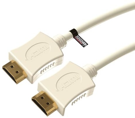 rhinocables High-Speed HDMI Cable 1080p, 4K UHD and 3D Support, ARC Compatible Lead for TVs, Gaming Consoles, DVD, Set-Top Boxes, Laptop, and other audio-visual devices (White, 3m)