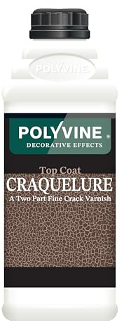 Polyvine Coat Craquelure System – Top Coat & Base Coat Fine Line Crackle Varnish – Distressed Craquelure Decorative Elements - Crackle Effect Varnish for Pottery, Furniture & Crafts