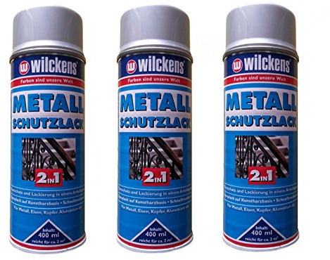 3 x WILCKENS 400ml Metall Schutzlack Spray 2in1 Rostschutz Lackierung silber 1L/8,33€