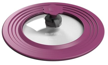 Kochblume Bratdeckel mit Automatikventil | Hitzebeständig bis 180°C | Spülmaschinenfest | Für Töpfe und Pfannen von 22-28cm | Farbe: lila