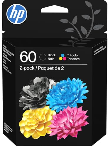HP 60 Black/Tri-Color Ink Cartridges (2-pk) | DeskJet D1660, D2500, D2600, D5560, F2400, F4200, F4400, F4580; Envy 100; OfficeJet J4500, J4680, 4500; PhotoSmart C4600, C4700, D110a | N9H63FN