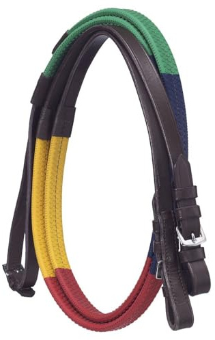 Tough 1 Silver Fox Rubber Grip Schooling Reins Brown