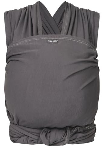 Hoppediz Elastisches Baby-Tragetuch - für Neugeborene ab Geburt (2-9 kg) - aus Bio-Baumwolle - Anthrazit 5,40 m