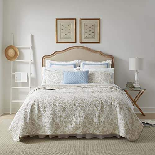 Laura Ashley Home – Bettwäsche-Set für Doppelbett, Baumwolle, wendbar, mit passendem Kissenbezug, Heimdekoration für alle Jahreszeiten (Amberley Biscuit, Twin)