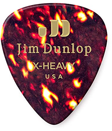 JIM DUNLOP Plektrum Genuine Celluloid Shell 72 Stück, Extra Stark, Schildpatt