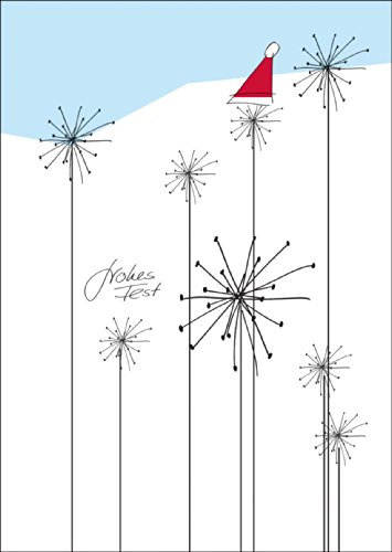 Kartenkaufrausch Fröhliche Weihnachts Grußkarte mit Nikolaus Mütze auf Schnee Blumen • auch direkt Versand mit Einleger • als schöner Weihnachtsgruß zu Neujahr, Silvester für Familie und Firma