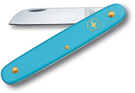 Victorinox Garden Floral Knife, Swiss Made, Straight Blade, Stainless Steel, Ice Blue