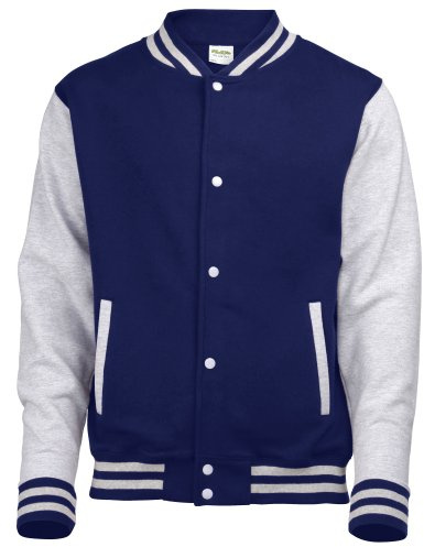 Awdis Kids Unisex Varsity Jacket / Schoolwear (5-6) (Oxford Navy/Heather Grey)