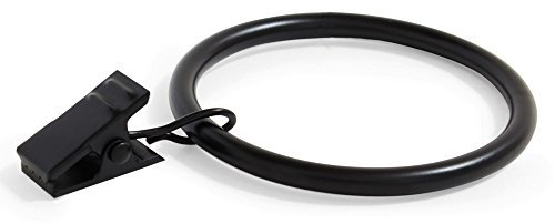 Ivilon Vorhangringe – Set mit 14 dekorativen Vorhang-Clips mit starken Clips, 5,1 cm Durchmesser, Farbe: Schwarz