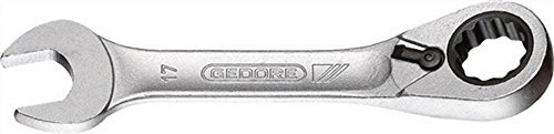 GEDORE Maulschlüssel mit Ringratsche, extra kurze XS-Ausführung, umschaltbar, SW 9 mm, abgewinkelt, 12-kant, UD-Profil, Schraubenschlüssel, 7 UR XS 9