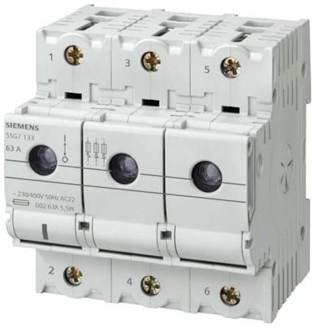 SIEMENS 5SG7133 Lasttrennschalter Sicherungsgröße = D02 63 A 400 V 1 St.