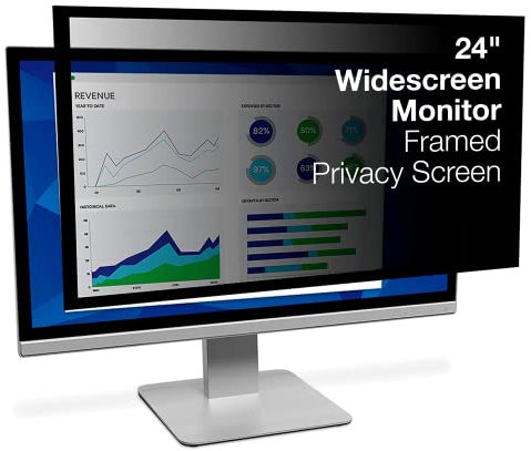 3M PF240W1F Privacy Filter 24 inch framed privacy screen for Widescreen desktop LCD Monitor