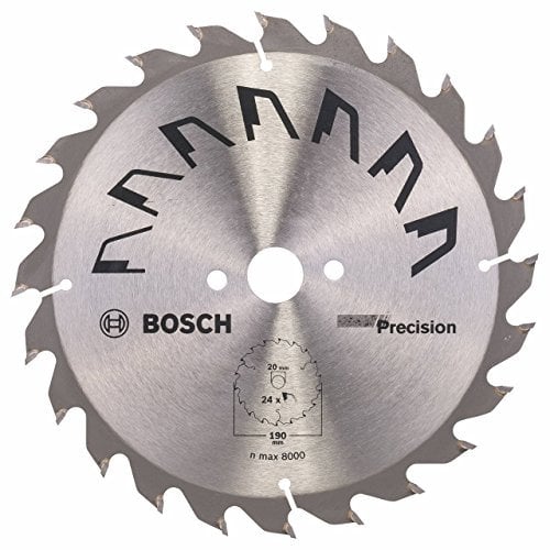 Bosch 1x Kreissägeblatt Precison (Sägeblatt für Holz, Ø 190 x 2.5/1.5 x 20/16 mm, 24 Zähne, ATB, mit 1x Reduzierring 16 mm, Zubehör Kreissäge)