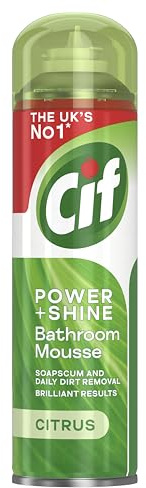 Cif Power & Shine Citrus Mousse Bathroom Cleaner soap scum & daily dirt removal for cleaning plastic, enamel, and chrome surfaces 500 ml