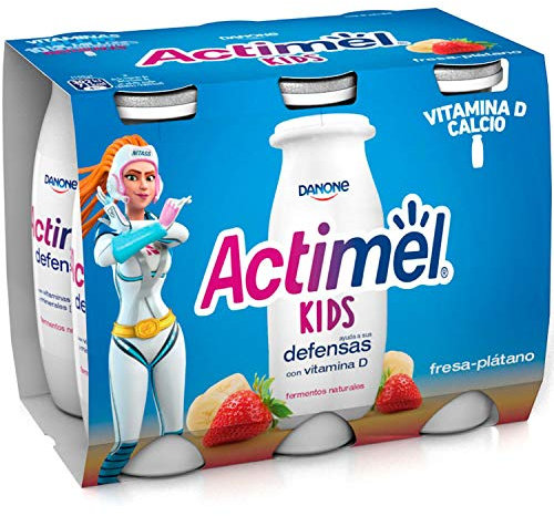 Danone Actimel Fresa-Plátano, Pack 6 x 100 g - Total 600 g