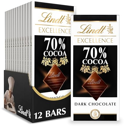 Lindt EXCELLENCE 70% Cocoa Dark Chocolate Bar, Dark Chocolate Candy, 3.5 oz. (12 Pack)