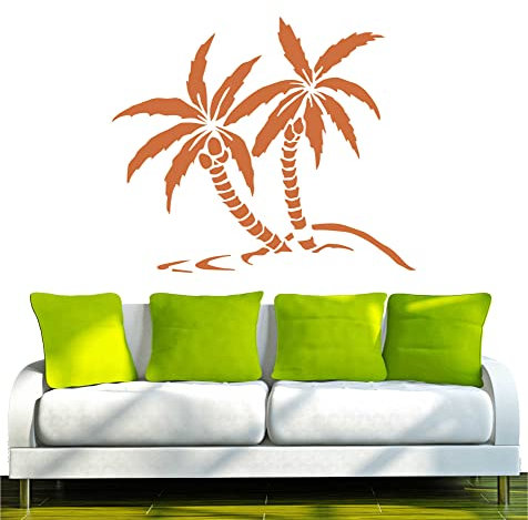 INDIGOS UG - Wandtattoo Wohnzimmer - Wandaufkleber Palme Baum Pflanze 80x67cm - braun w430 - Aufkleber Kinderzimmer Schlafzimmer Küche Badezimmer Büro Dekoration