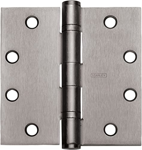 Stanley Security FBB19141232DNRP 4-1/2 x 4-1/2 Full Mortise Ball Bearing Standard Weight Square Corner Hinge Non Removable Pin # 040116 Satin Stainless Steel Finish