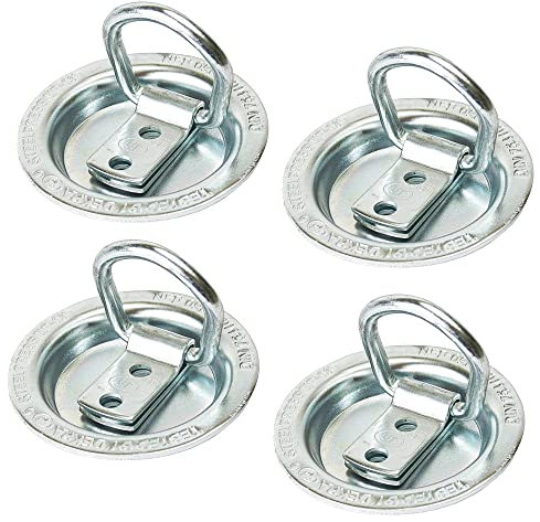 meinAnhängerersatzteil 4X Zurrmulde Klappöse mit Ring klappbar Einbau 250daN 250kg zur Ladungssicherung